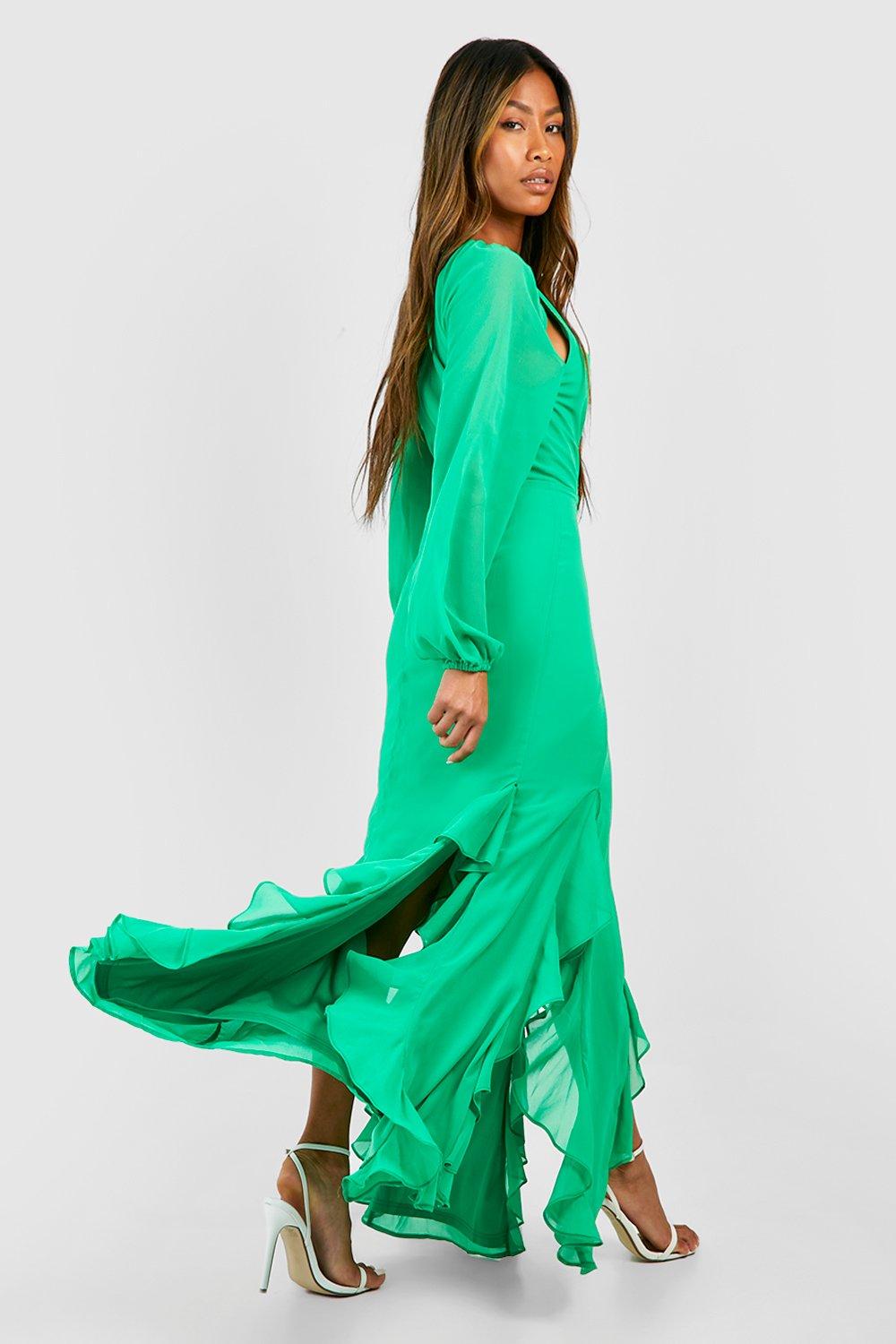 Green maxi dress with sales split